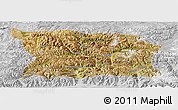 Satellite Panoramic Map of Namling, lighten, desaturated