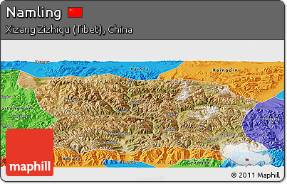 Satellite Panoramic Map of Namling, political outside