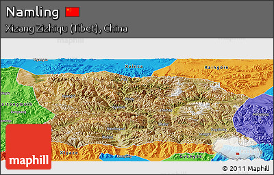 Satellite Panoramic Map of Namling, political outside