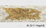 Satellite Panoramic Map of Namling, shaded relief outside