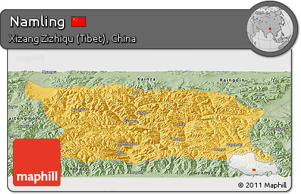 Savanna Style Panoramic Map of Namling