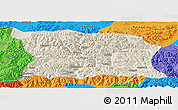 Shaded Relief Panoramic Map of Namling, political outside