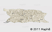 Shaded Relief Panoramic Map of Namling, single color outside