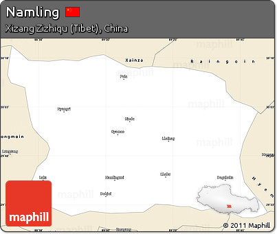 Classic Style Simple Map of Namling
