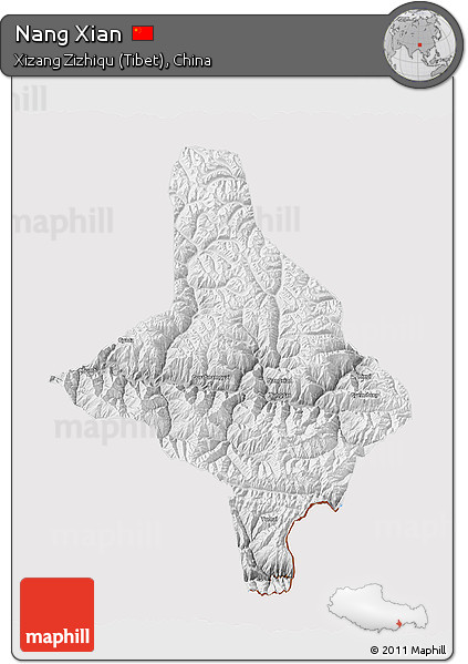 Physical 3D Map of Nang Xian, cropped outside