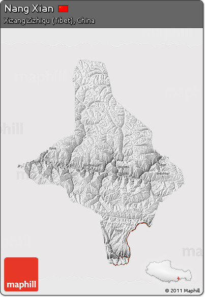 Physical 3D Map of Nang Xian, cropped outside