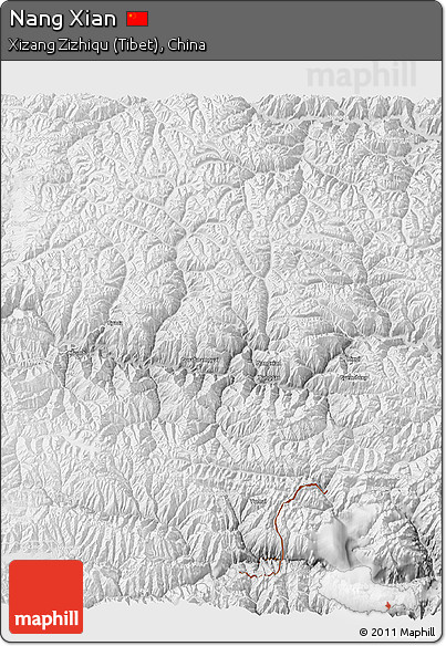Physical 3D Map of Nang Xian, lighten, desaturated