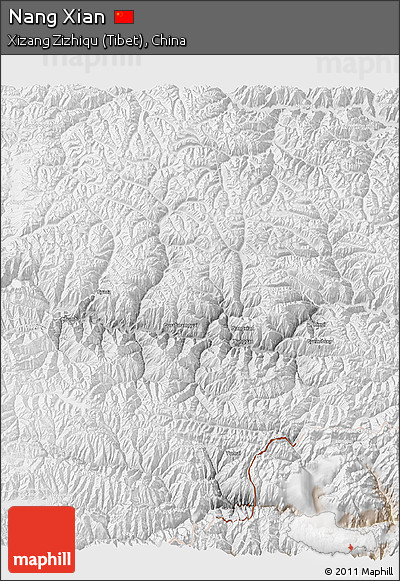Physical 3D Map of Nang Xian, lighten