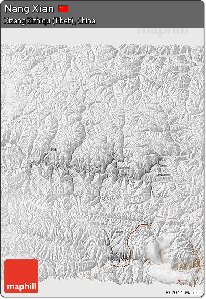 Physical 3D Map of Nang Xian, lighten