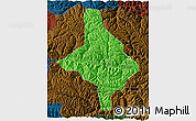 Political 3D Map of Nang Xian, darken