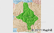 Political 3D Map of Nang Xian, lighten