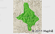 Political 3D Map of Nang Xian, shaded relief outside
