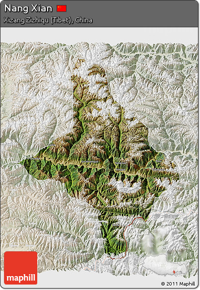 Satellite 3D Map of Nang Xian, lighten
