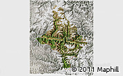 Satellite 3D Map of Nang Xian, lighten, semi-desaturated