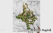 Satellite 3D Map of Nang Xian, physical outside