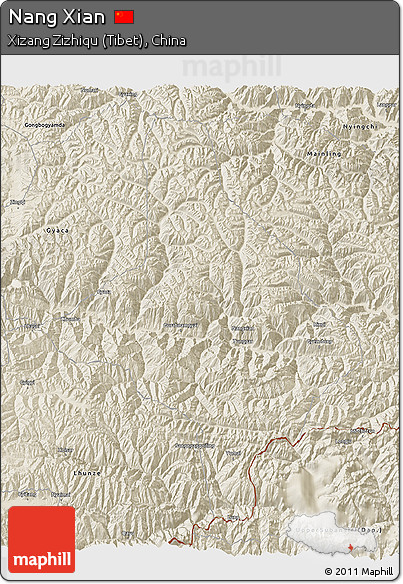 Shaded Relief 3D Map of Nang Xian