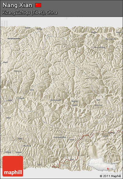 Shaded Relief 3D Map of Nang Xian