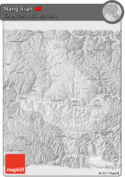 Silver Style 3D Map of Nang Xian