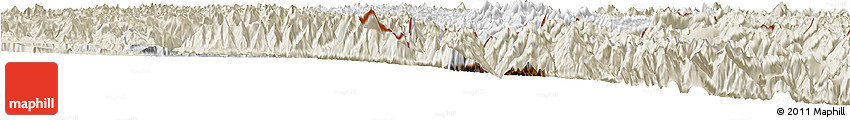 Physical Horizon Map of Nang Xian, shaded relief outside