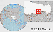 Gray Location Map of Nang Xian, highlighted parent region, hill shading