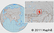Gray Location Map of Nang Xian, hill shading