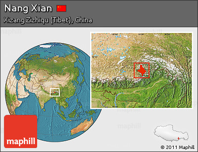 Satellite Location Map of Nang Xian