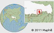 Savanna Style Location Map of Nang Xian, highlighted parent region, hill shading
