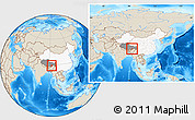 Shaded Relief Location Map of Nang Xian, highlighted country, highlighted parent region, within the entire country