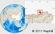 Shaded Relief Location Map of Nang Xian, highlighted country