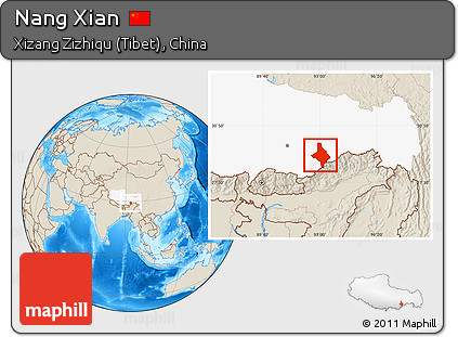 Shaded Relief Location Map of Nang Xian, highlighted parent region