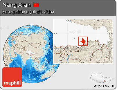 Shaded Relief Location Map of Nang Xian, highlighted parent region