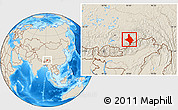 Shaded Relief Location Map of Nang Xian