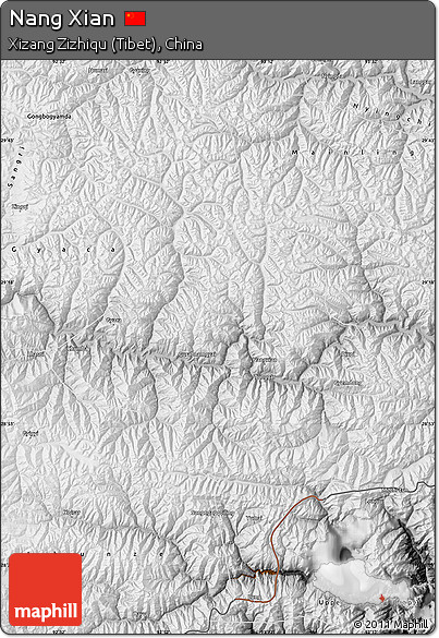 Physical Map of Nang Xian, desaturated