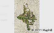 Satellite Map of Nang Xian, shaded relief outside