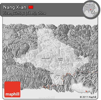 Gray Panoramic Map of Nang Xian