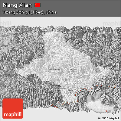 Gray Panoramic Map of Nang Xian