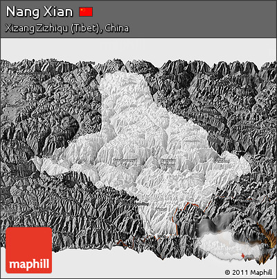 Physical Panoramic Map of Nang Xian, darken