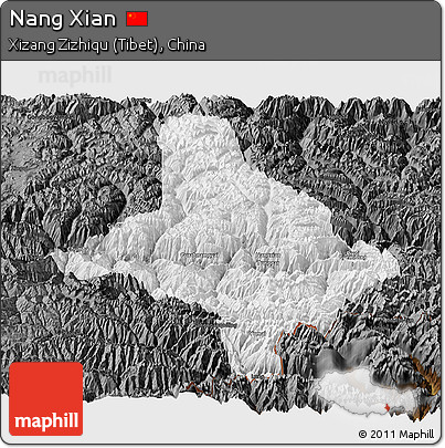 Physical Panoramic Map of Nang Xian, darken