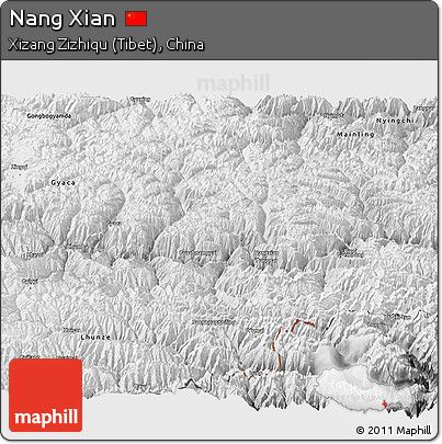 Physical Panoramic Map of Nang Xian, desaturated