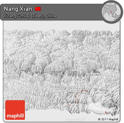 Physical Panoramic Map of Nang Xian, lighten, desaturated