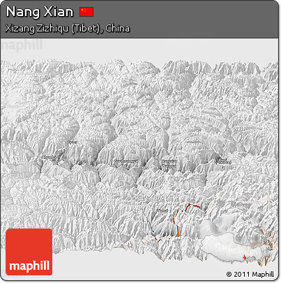Physical Panoramic Map of Nang Xian, lighten