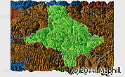 Political Panoramic Map of Nang Xian, darken