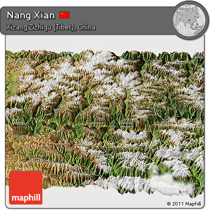 Satellite Panoramic Map of Nang Xian