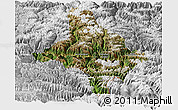 Satellite Panoramic Map of Nang Xian, lighten, desaturated