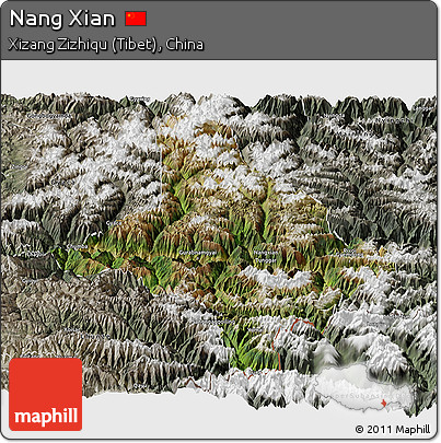 Satellite Panoramic Map of Nang Xian, semi-desaturated