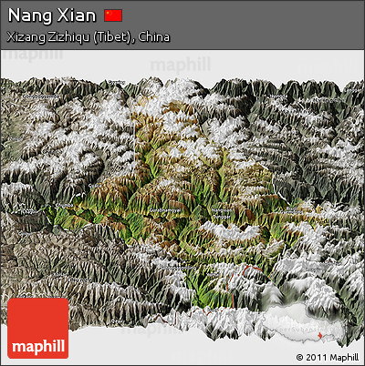 Satellite Panoramic Map of Nang Xian, semi-desaturated