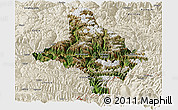 Satellite Panoramic Map of Nang Xian, shaded relief outside
