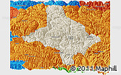 Shaded Relief Panoramic Map of Nang Xian, political outside