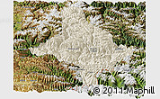 Shaded Relief Panoramic Map of Nang Xian, satellite outside