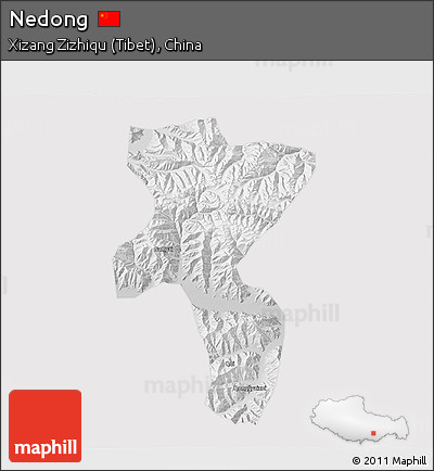Physical 3D Map of Nedong, cropped outside